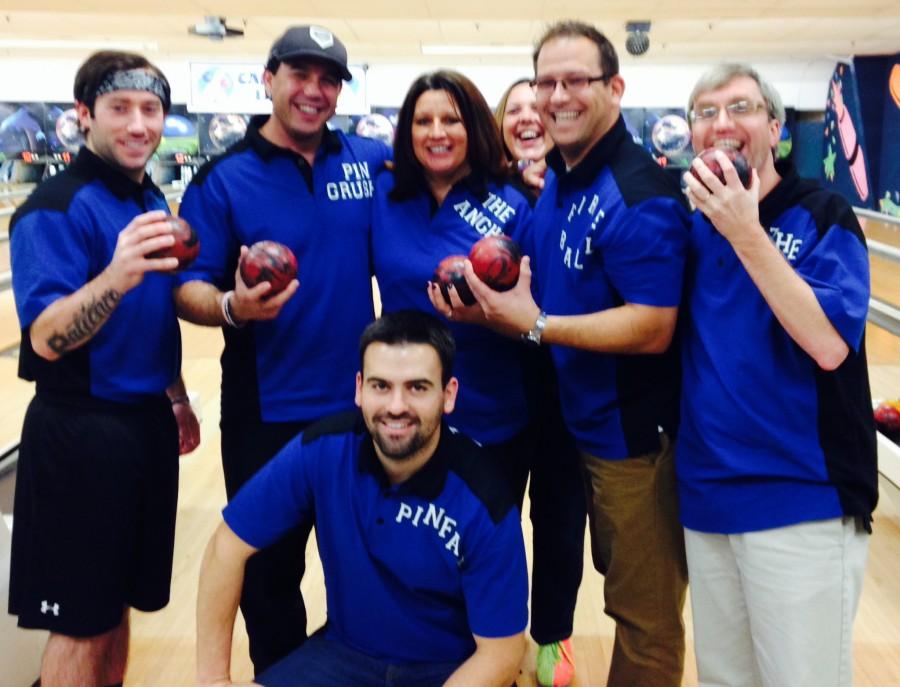 Staff bowling champions  Rory Gentile, John Nicastro, Maria Lysen, Chris Kobs, James Cook and Shaun Goulart