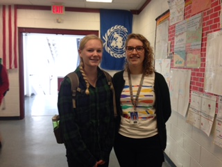 Freshman Rebecca Pollack (left) and her peer mentor Emma Paddock