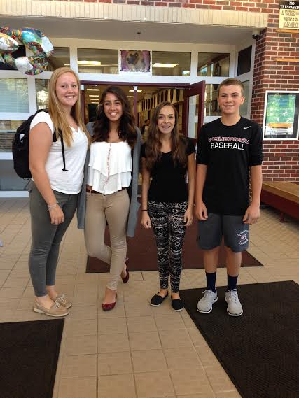 Freshmen class officers (from left) Ruby Melvin, Delaney Benchoff, Carolyn Cinelli, and Ben Oliver