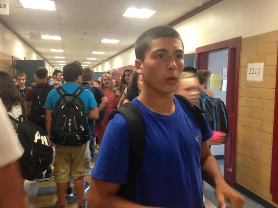 Marc Smith navigates the crowded freshmen hall.