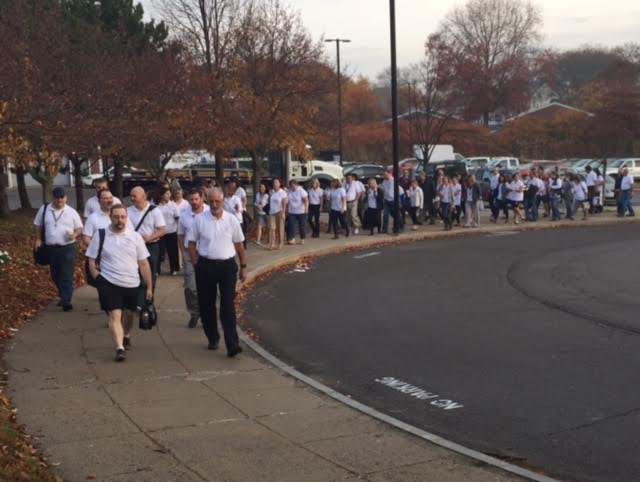 GHS teachers walk in together to show their solidarity