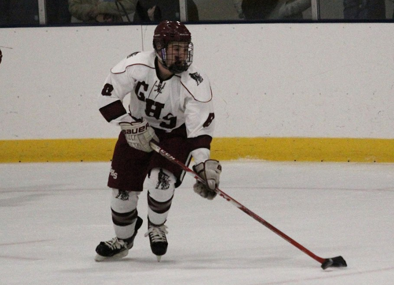 Sal Costanzo carries the puck in last weeks game against Revere