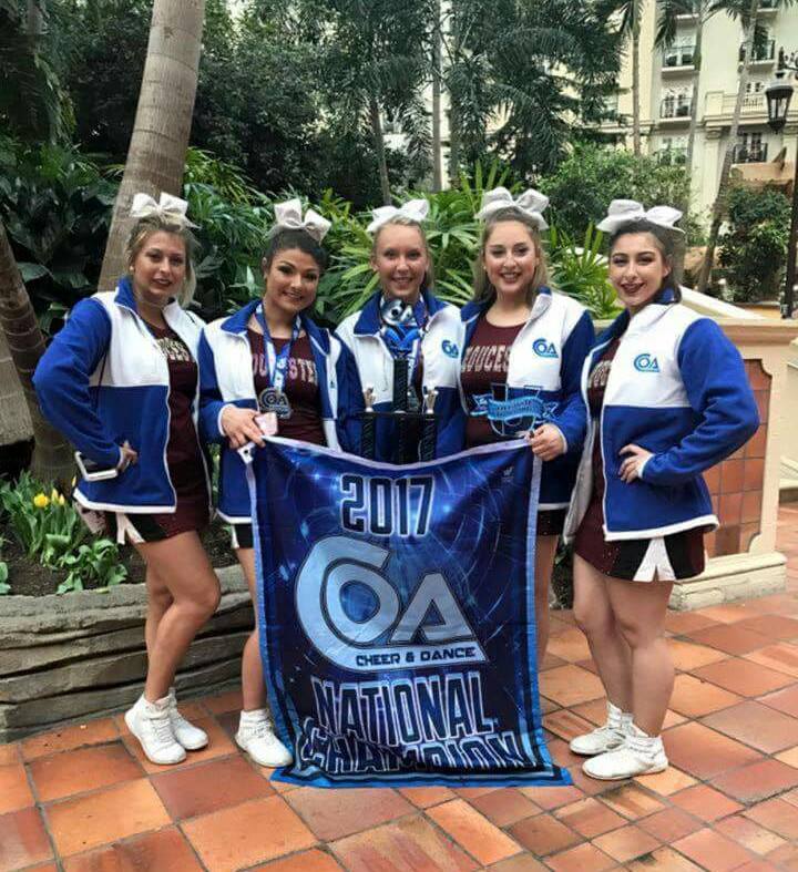 Senior GHS cheerleaders. From left Julia Allen, Gianna Sanfilippo, Lexi McRobb, Bridie Newhall, and Grace Brancaleone