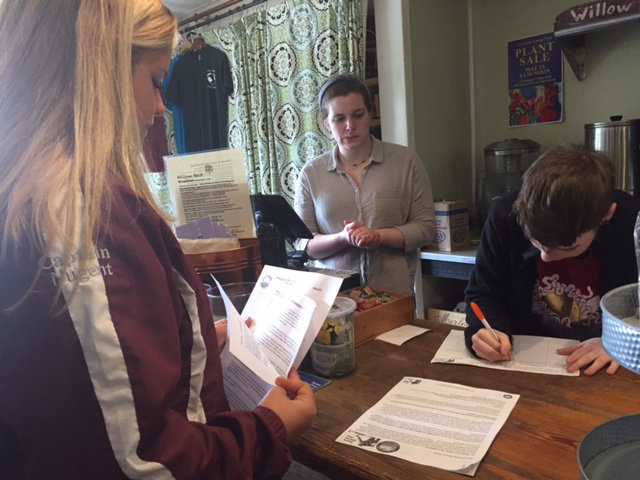 The staff of Willow Rest signed the petition to use reusable materials. Senior Katie Nugent informed the business of the reasons behind the ban. 