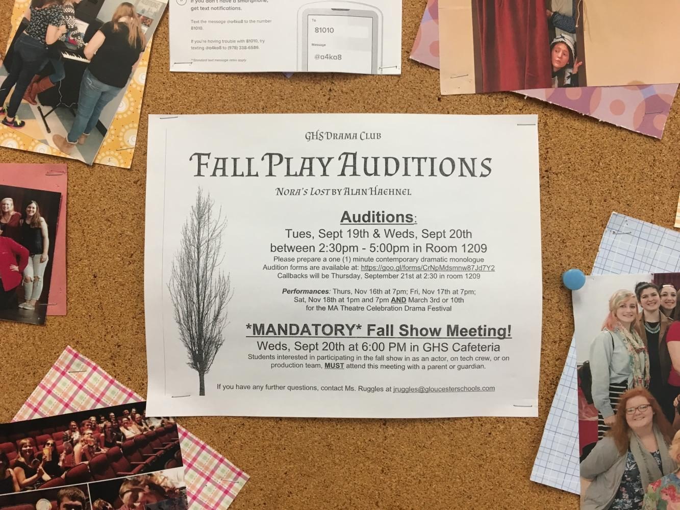 2017 fall play auditions to begin this week