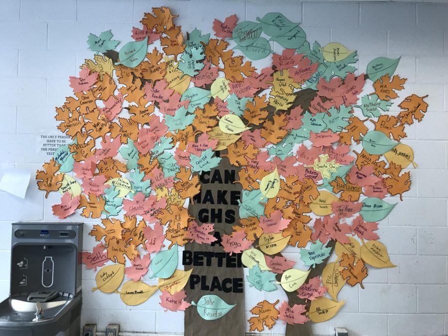 Youth Advisory Council Tree in the cafeteria promotes student unity