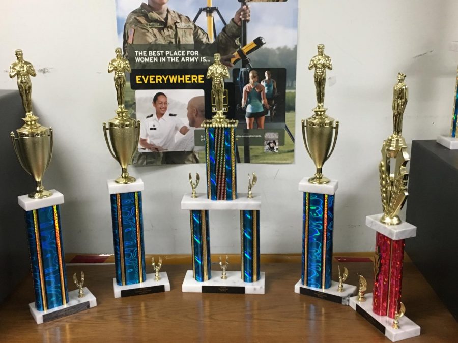 A selection of the trophies won by GHSs Drill Team