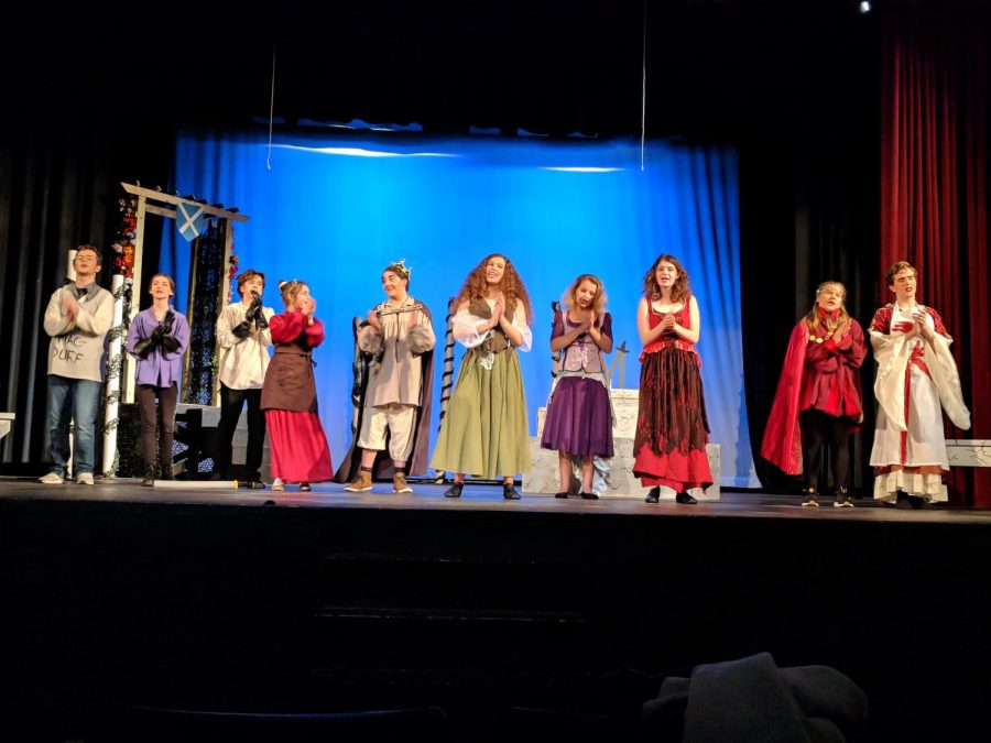 Mmmbeth cast at their first dress rehearsal