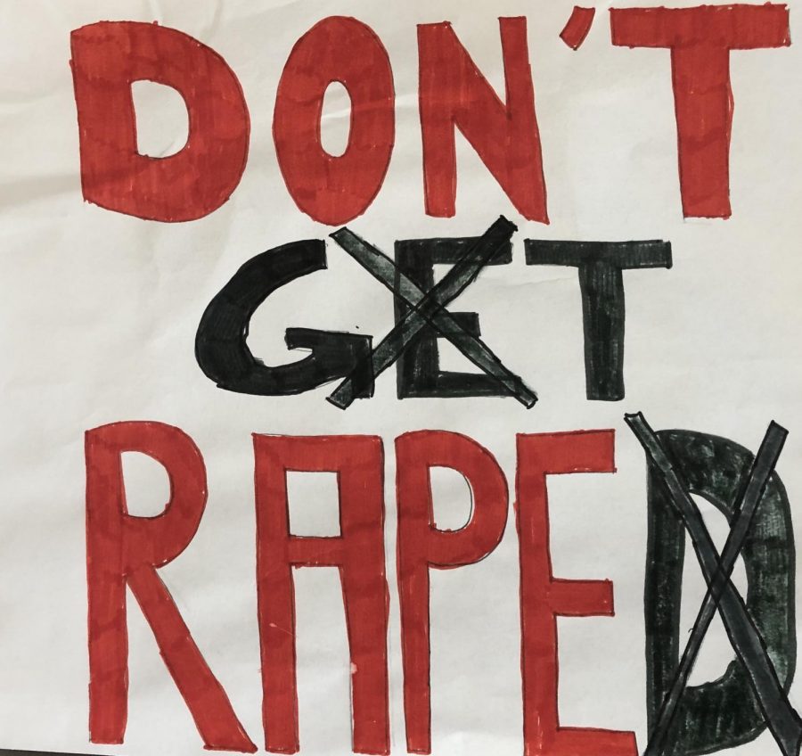 A poster from advocates who call for society to rethink the way we frame sexual assault