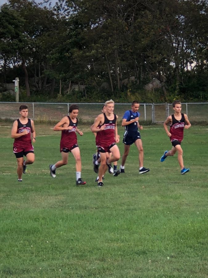 Boys Cross County team begins race at Stage Fort park last month. 