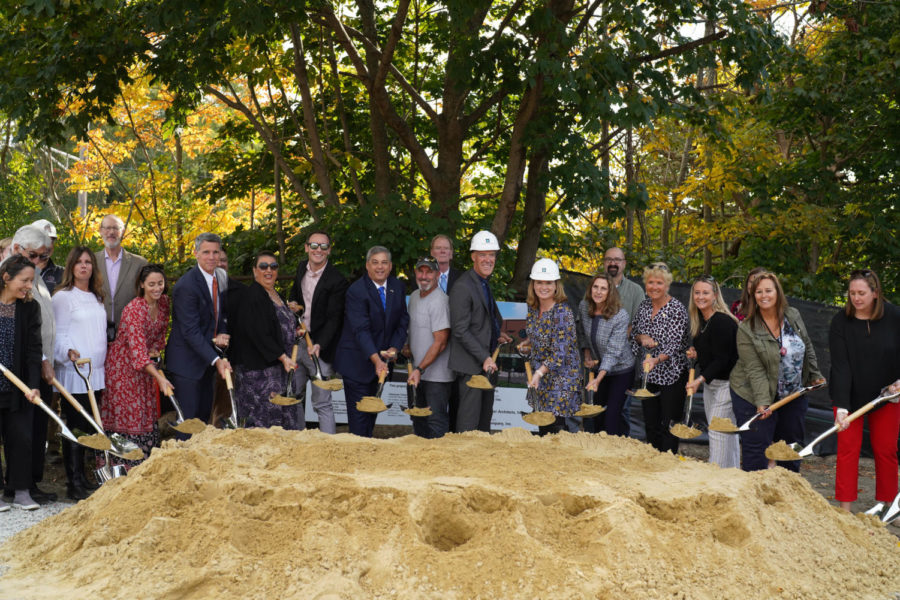School, city and state officials break ground on the site of the new combined elementary school.