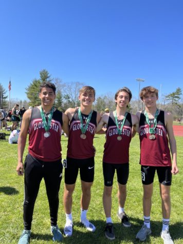 The boys Sprint Medley Relay team (from left) Kayky Barbosa, Andrew Coelho, Sam Ashwell,  and Colby Rochford