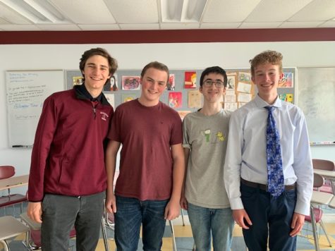 (From left) Team members Elijah Sarrouf, Seamus Buckley, Baret Buckley, and Tyler Weed pose for a photo.