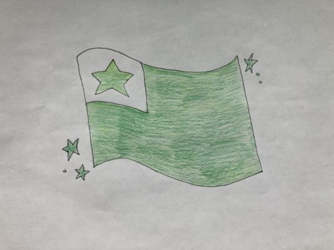 An illustration of the offical flag of the Esperanto language.