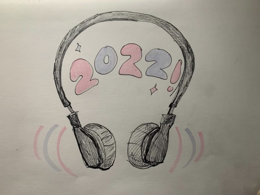 Cyan+Clements+depicts+headphones+blaring+with+the+music+that+defined+2022.