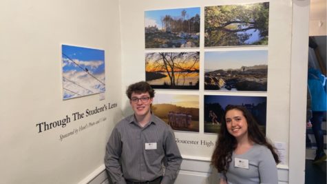 Photographers Aidan Kull and Vanessa Torres at the Through the Students Lense exhibit featuring the work of Gloucester High School Students
