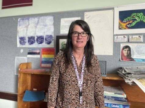 Math teacher Ms. Faunce in her classroom, where she has taught for 22  years. 