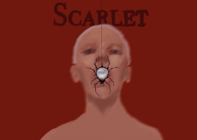 Willow Barry's artistic rendition of Doja Cat and the spider on the album cover of "Scarlet".