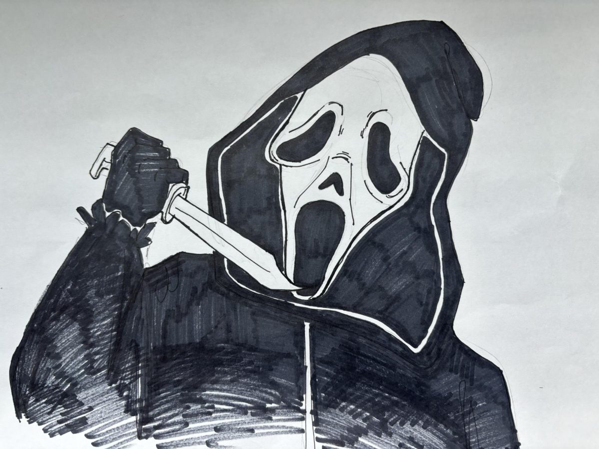Cyan Clements sharpie drawing of Ghost Face from the movie Scream