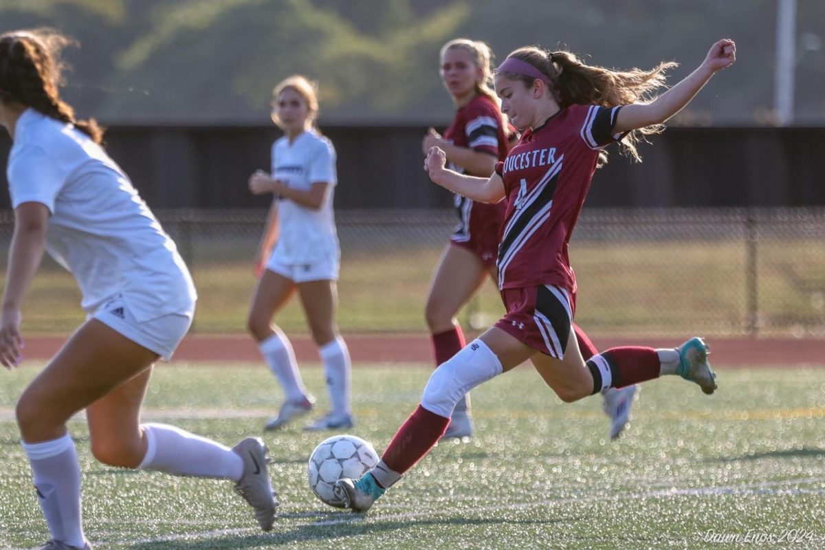 Skye Ciolino smashes the ball up the field in a match earlier this season. 