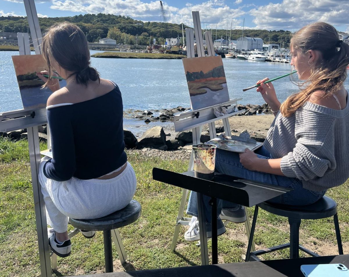 NAHS Students paint outside during Wednesday's field trip.