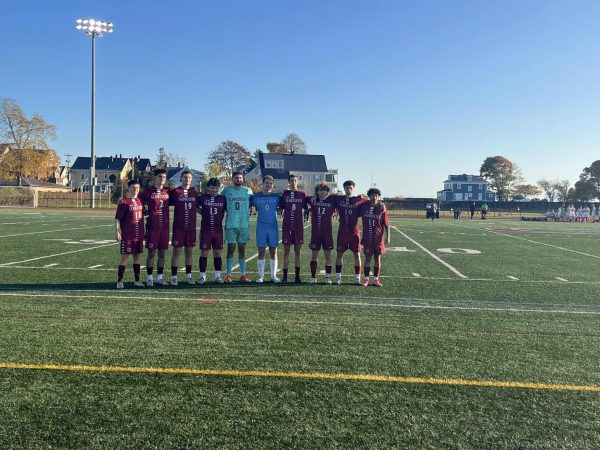 The GHS soccer seniors line up.