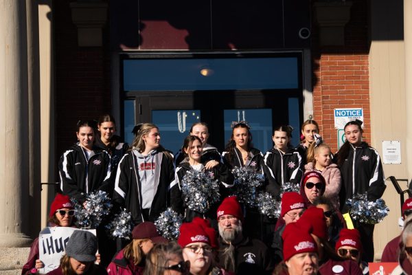 The GHS cheer squad stares into the crowd during one of UGE’s rallies