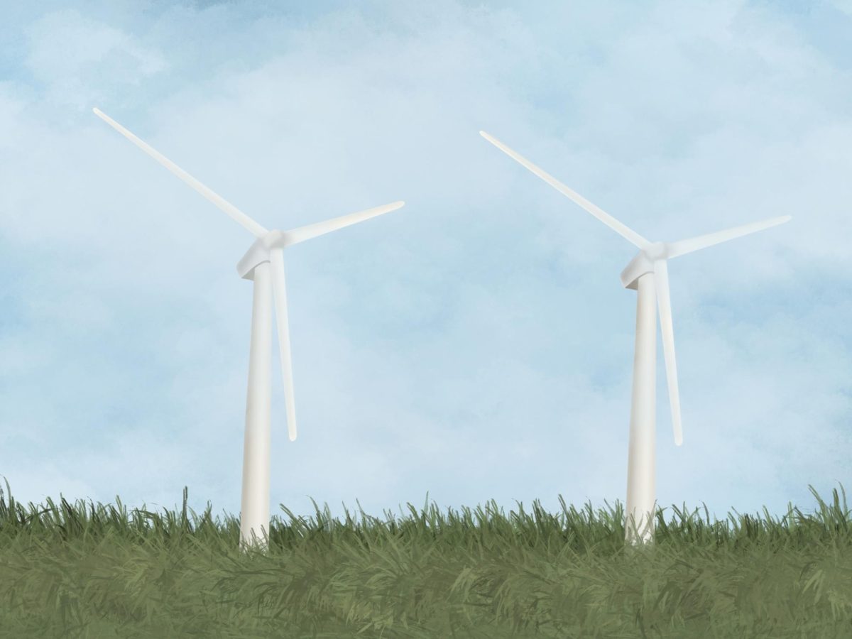 Digital art depicts Gloucester's energy saving windmills.  