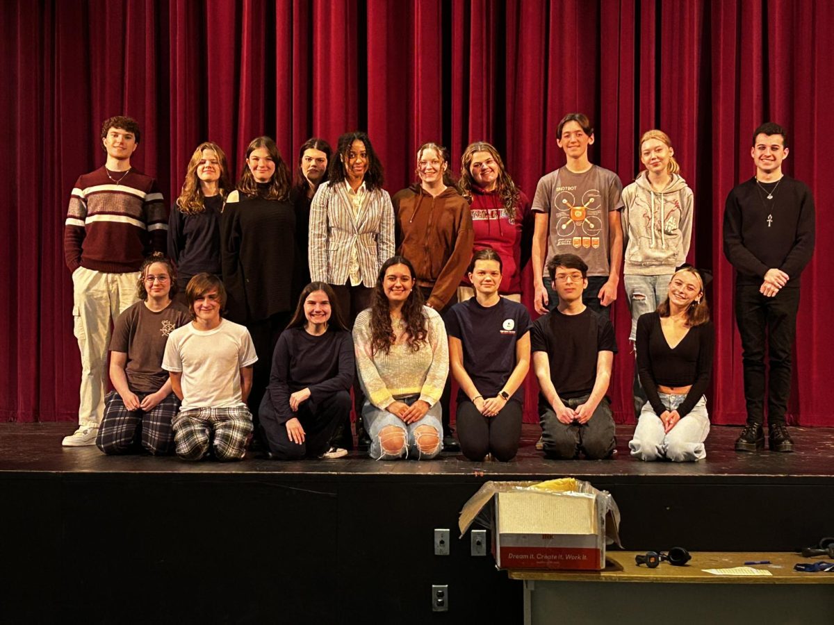 Make ‘Em Laugh’s production team and tech crew on the GHS auditorium stage