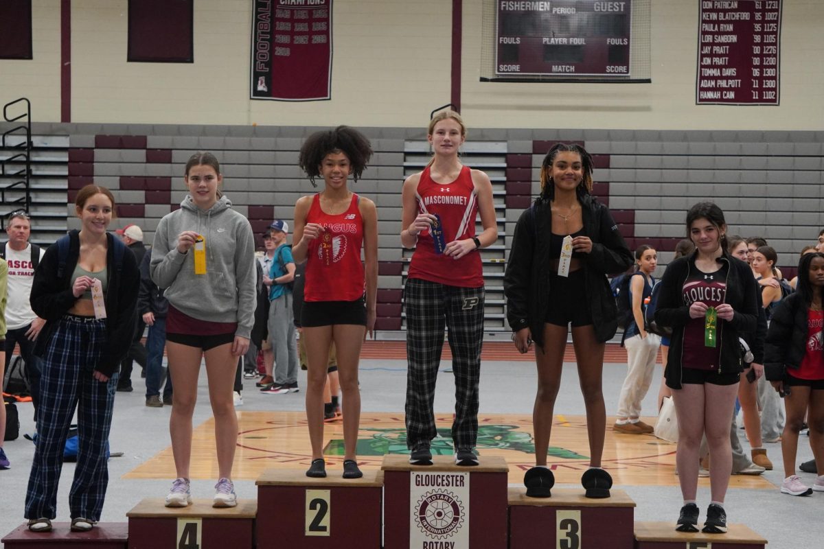 Girls long jump podium - Caitlin Dean (4th) and Maddie Goodhue (5th)