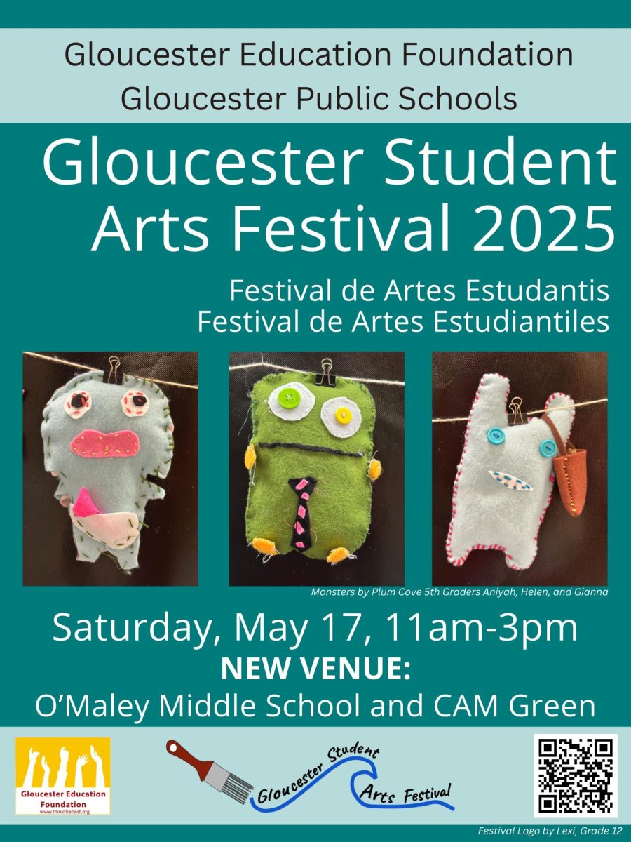 Official poster for the Gloucester Student Arts Festival, sponsored by GEF.