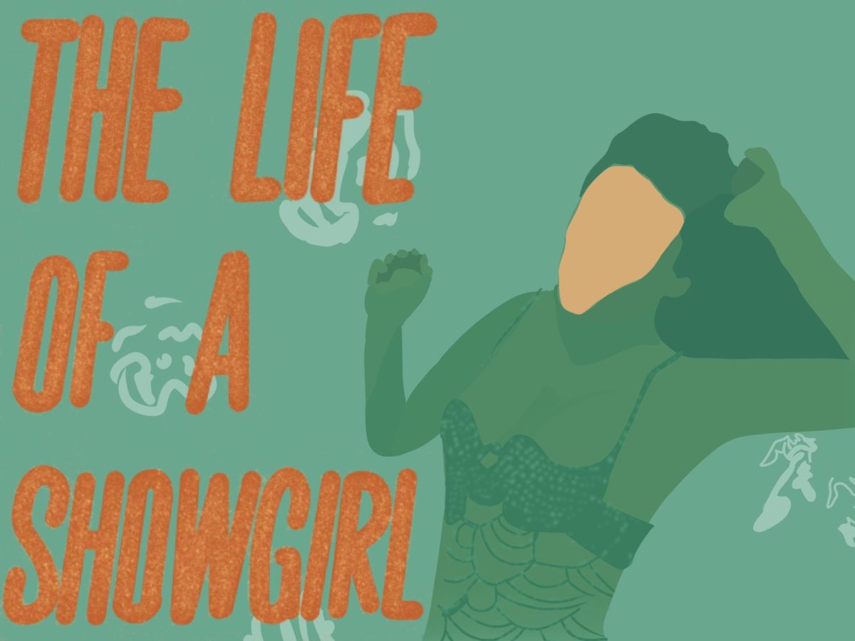 Digital art inspired by the album cover of The Life of a Showgirl