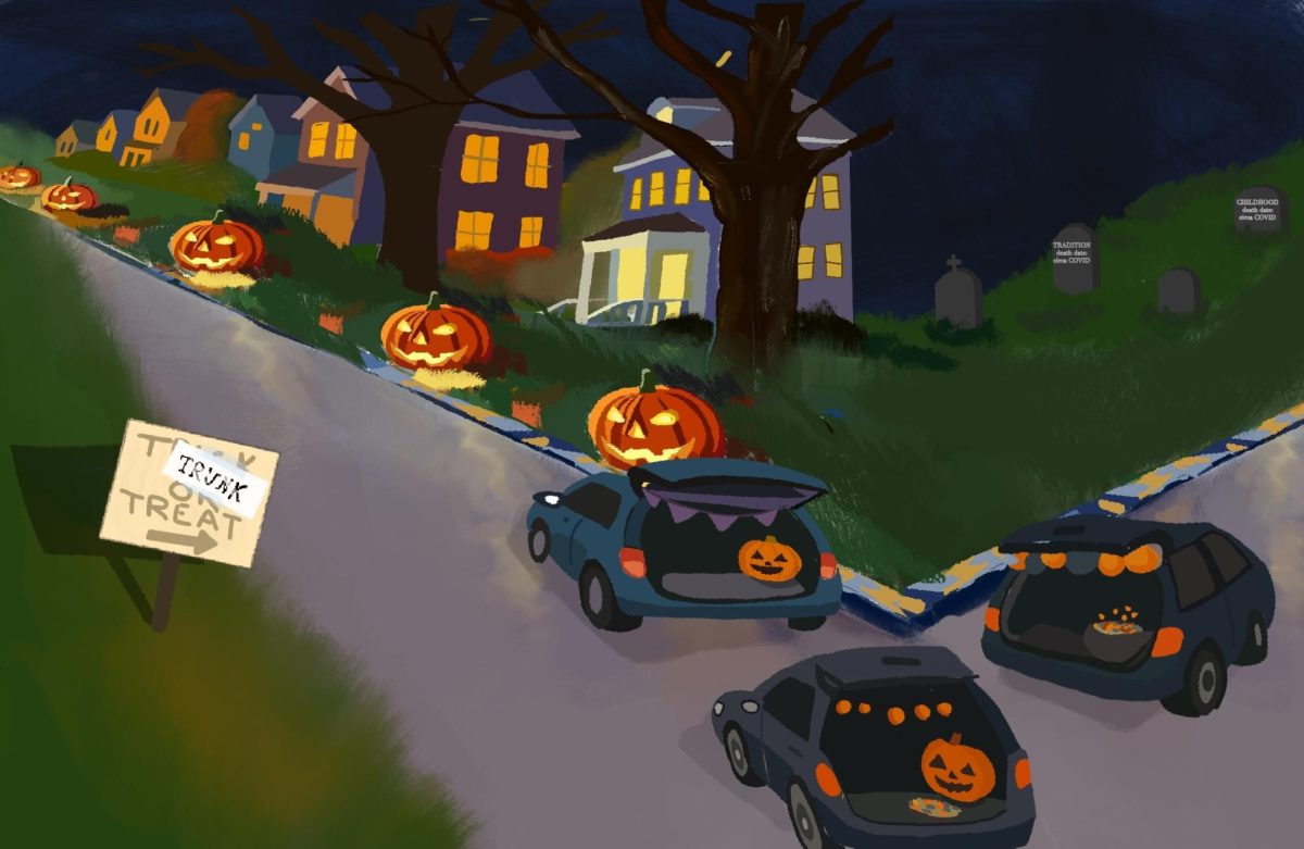  Digital art depicts the modern Halloween dilemma: to trunk, or to trick? 