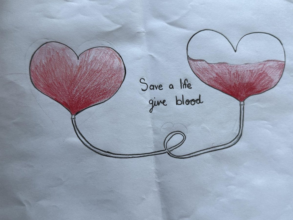 Artwork depicts how blood donations can change the lives of those in need. 