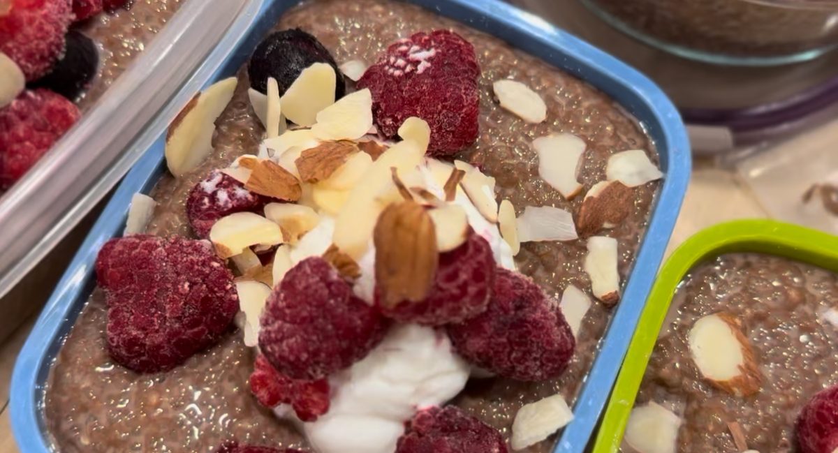 Meal-prepped chia pudding provides plenty of protein and fiber for busy mornings. 