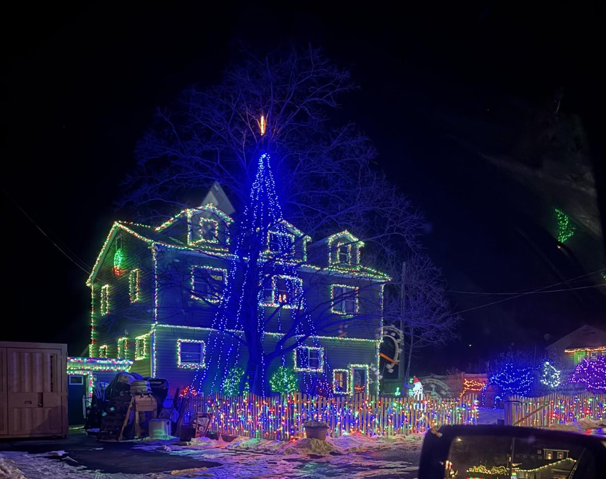 House on Reynard Street lit up to celebrate the Christmas season.