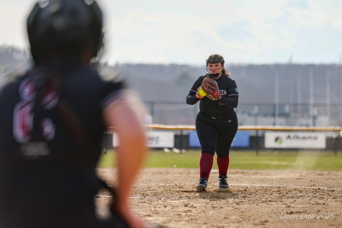 Sophomore standout Abby Noble finished the day with 15 strikeouts, but it wasn't enough for a Gloucester victory. [Photo courtesy of Dawn Enos]